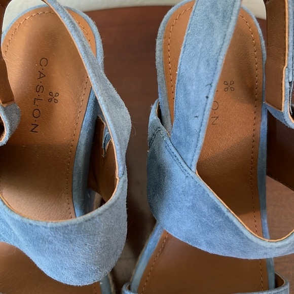 Nordstrom Caslon Jillian Lea Cinderella Blue Wedge Sandal Size 4.5 - Picture 7 of 8
